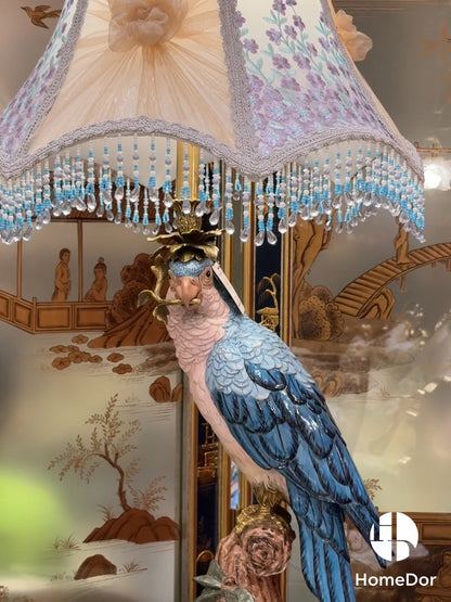 HomeDor Blue Parrot Table Lamp Detail