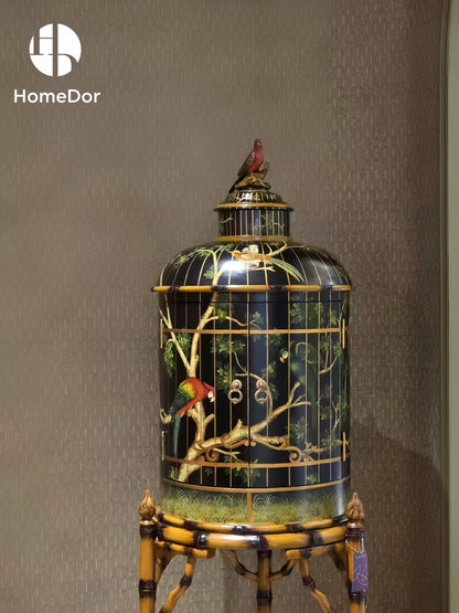 HomeDor Chinoiserie Lacquered Side Cabinet