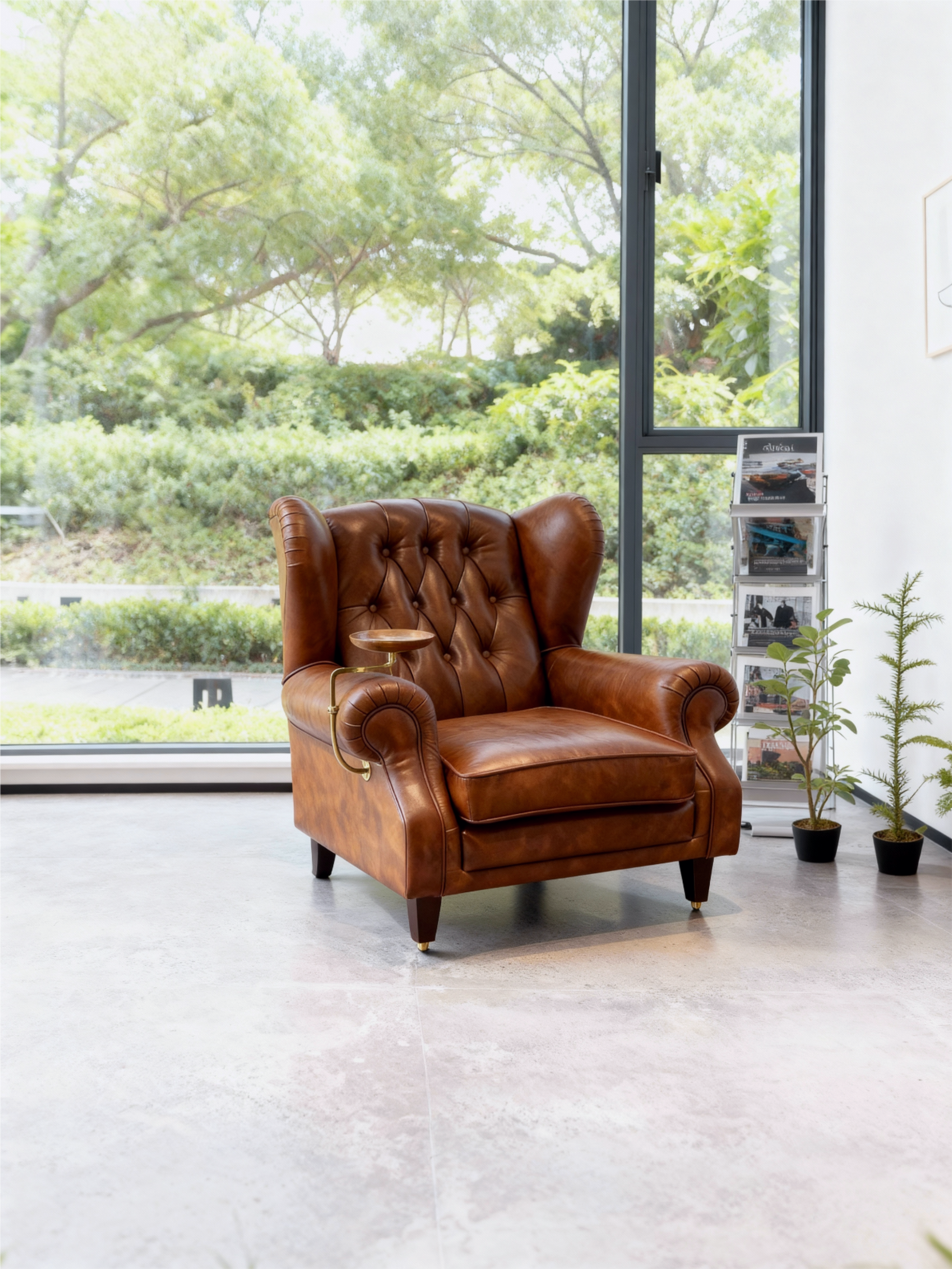 Cigar Chair in brown leather 