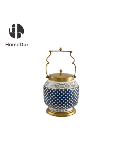 HomeDor Classic Blue & White Diamond Grid Decor Set