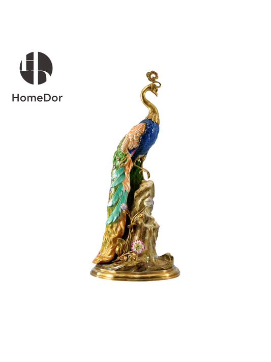 HomeDor Colorful Porcelain Peacock Decorative Figurine