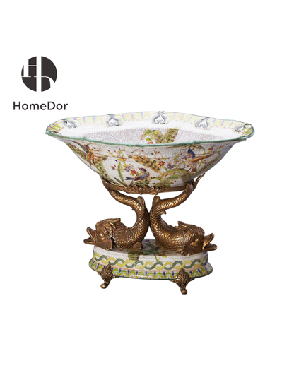 HomeDor Elegant Hand-Painted Green Spring Porcelain Decor Set