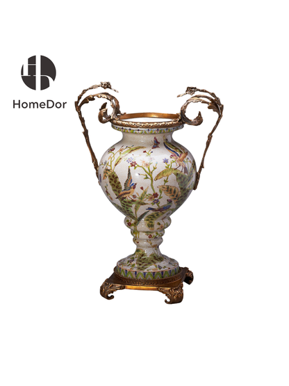 HomeDor Elegant Hand-Painted Green Spring Porcelain Decor Set