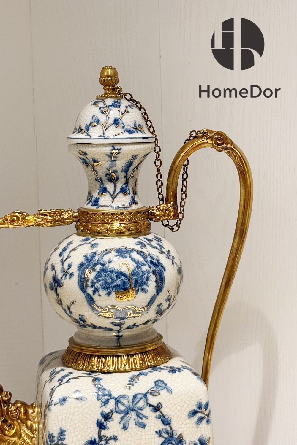 HomeDor × FH&Home | Exquisite Blue-and-White Porcelain Turkish Teapot Ornament 