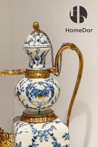 HomeDor × FH&Home | Exquisite Blue-and-White Porcelain Turkish Teapot Ornament 