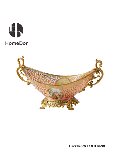 HomeDor Exquisite Blush Pink Floral Glass Bowl