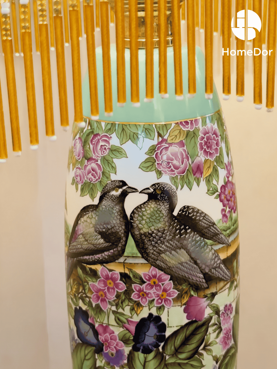 HomeDor × FH&Home | Chinoiserie Floral Birdy Turquoise Table Lamp3