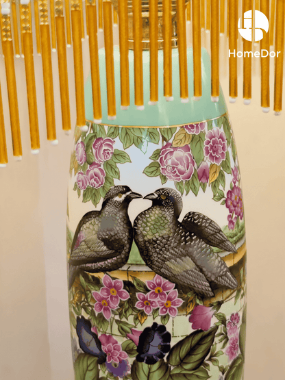 HomeDor × FH&Home | Chinoiserie Floral Birdy Turquoise Table Lamp3