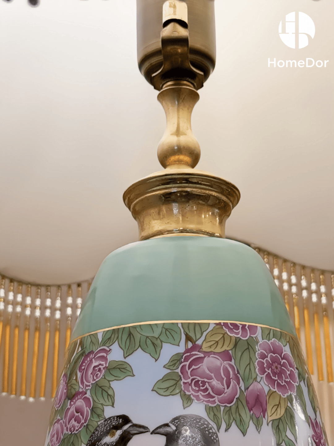 HomeDor × FH&Home | Chinoiserie Floral Birdy Turquoise Table Lamp4