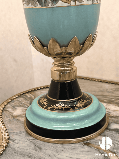 HomeDor × FH&Home | Chinoiserie Floral Birdy Turquoise Table Lamp5
