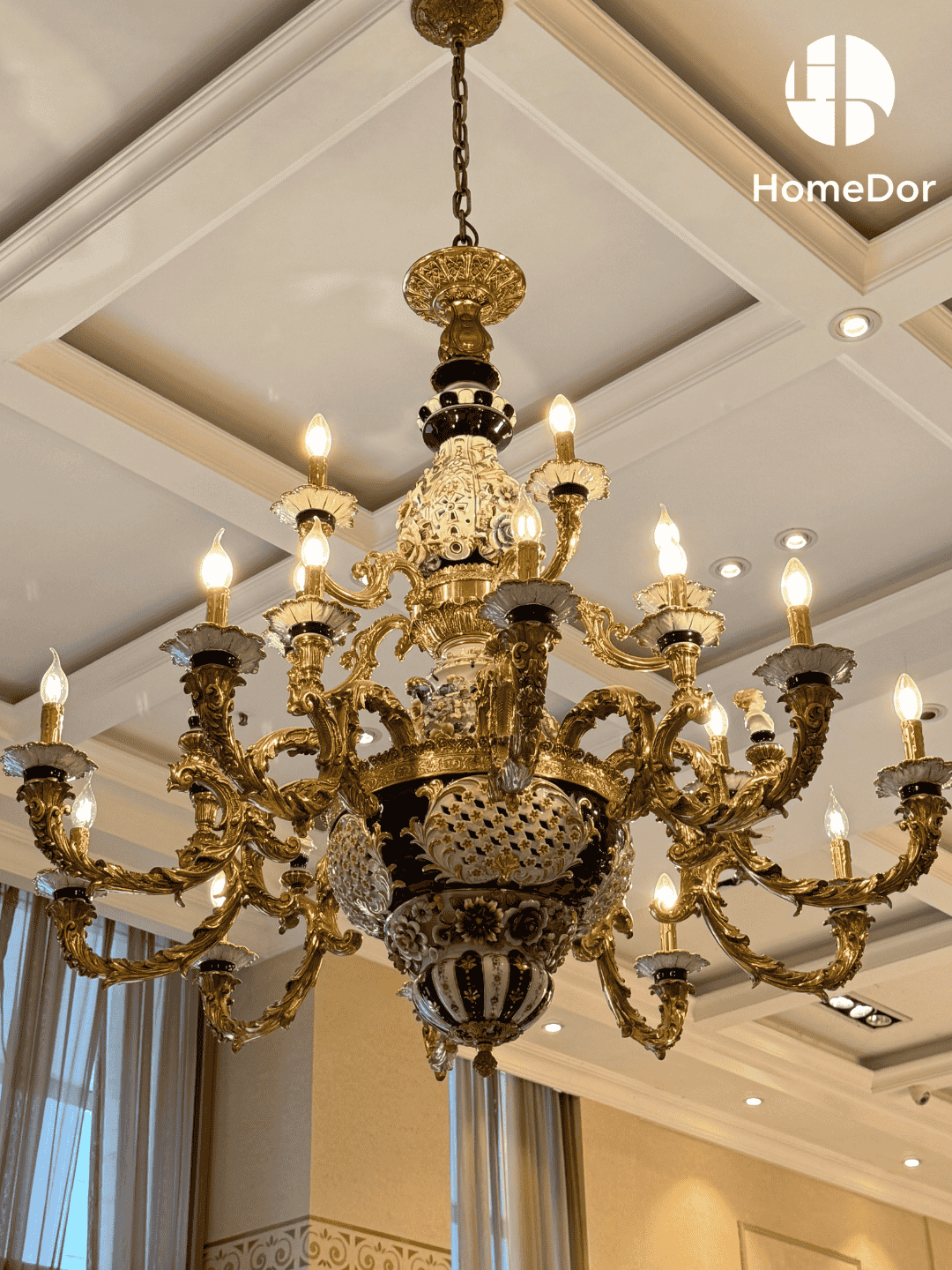 HomeDor × FH&Home | Classical European Exquisite Carved Flowers Porcelain Chandelier1