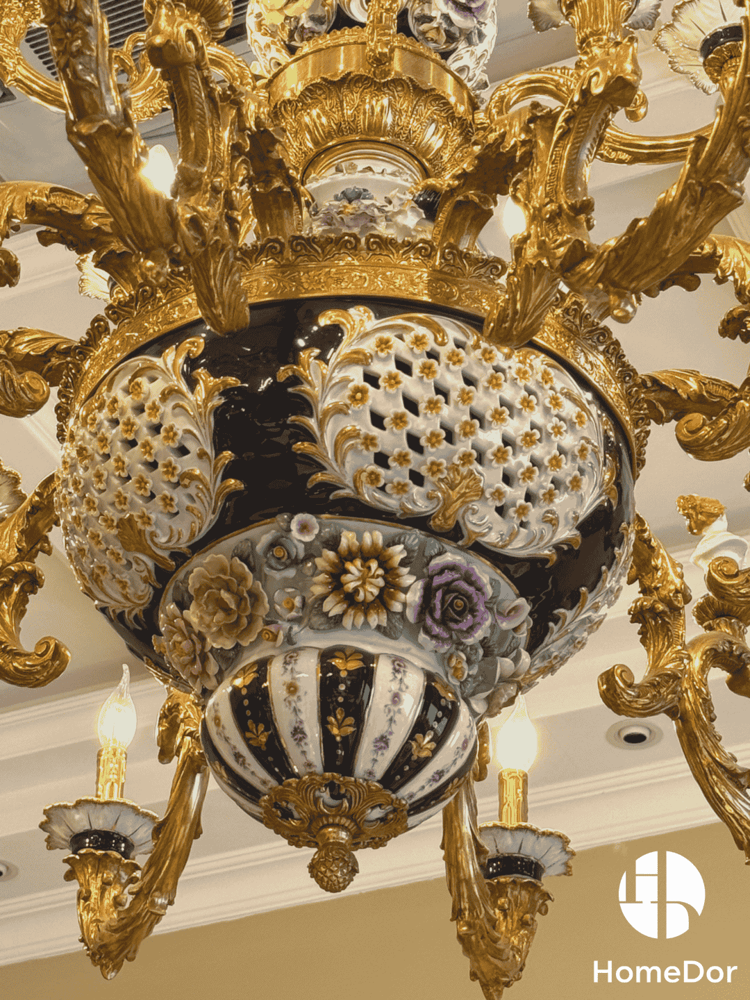 HomeDor × FH&Home | Classical European Exquisite Carved Flowers Porcelain Chandelier3
