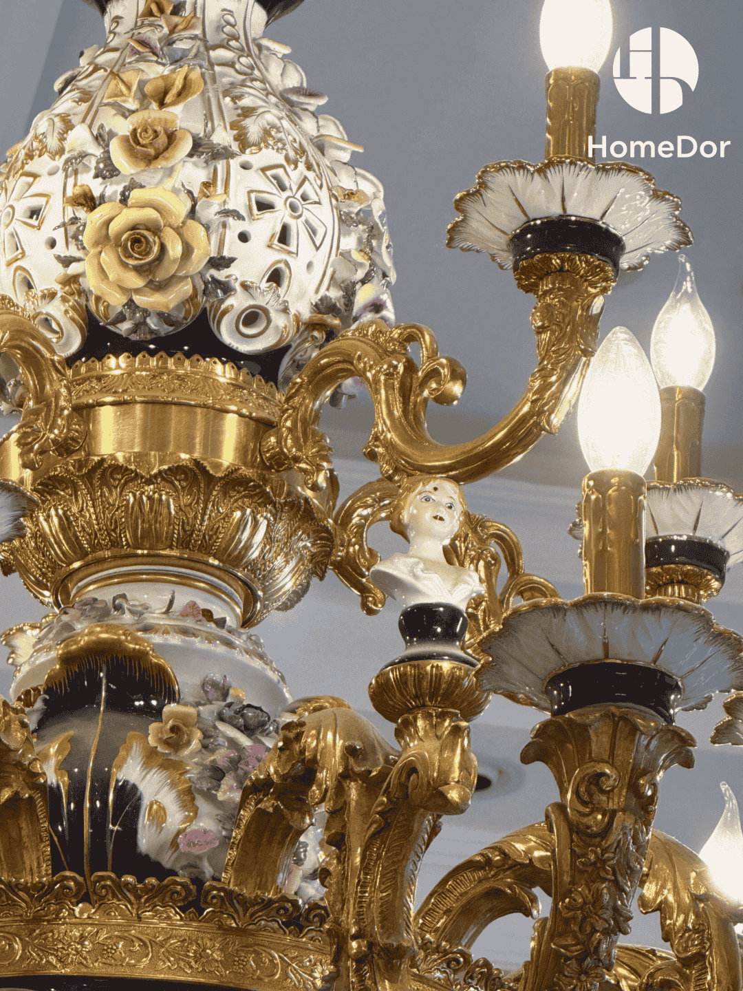 HomeDor × FH&Home | Classical European Exquisite Carved Flowers Porcelain Chandelier4
