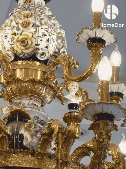 HomeDor × FH&Home | Classical European Exquisite Carved Flowers Porcelain Chandelier4