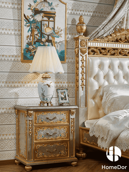 HomeDor × FH&Home | Elegant Gold - painted Crane Porcelain Table Lamp2