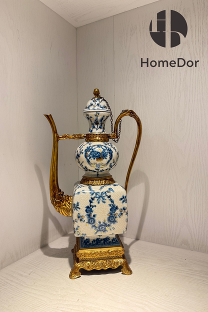HomeDor × FH&Home | Exquisite Blue-and-White Porcelain Turkish Teapot Ornament 