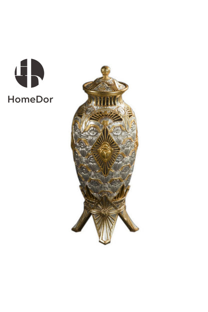HomeDor × FH&Home | Exquisite Wooden Table Lamp with Hand-applied Gold and Silver Leaf