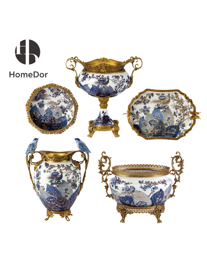 HomeDor × FH&Home | Luxe Baroque Floral & Bird Hand-Painted Porcelain Decor Set III