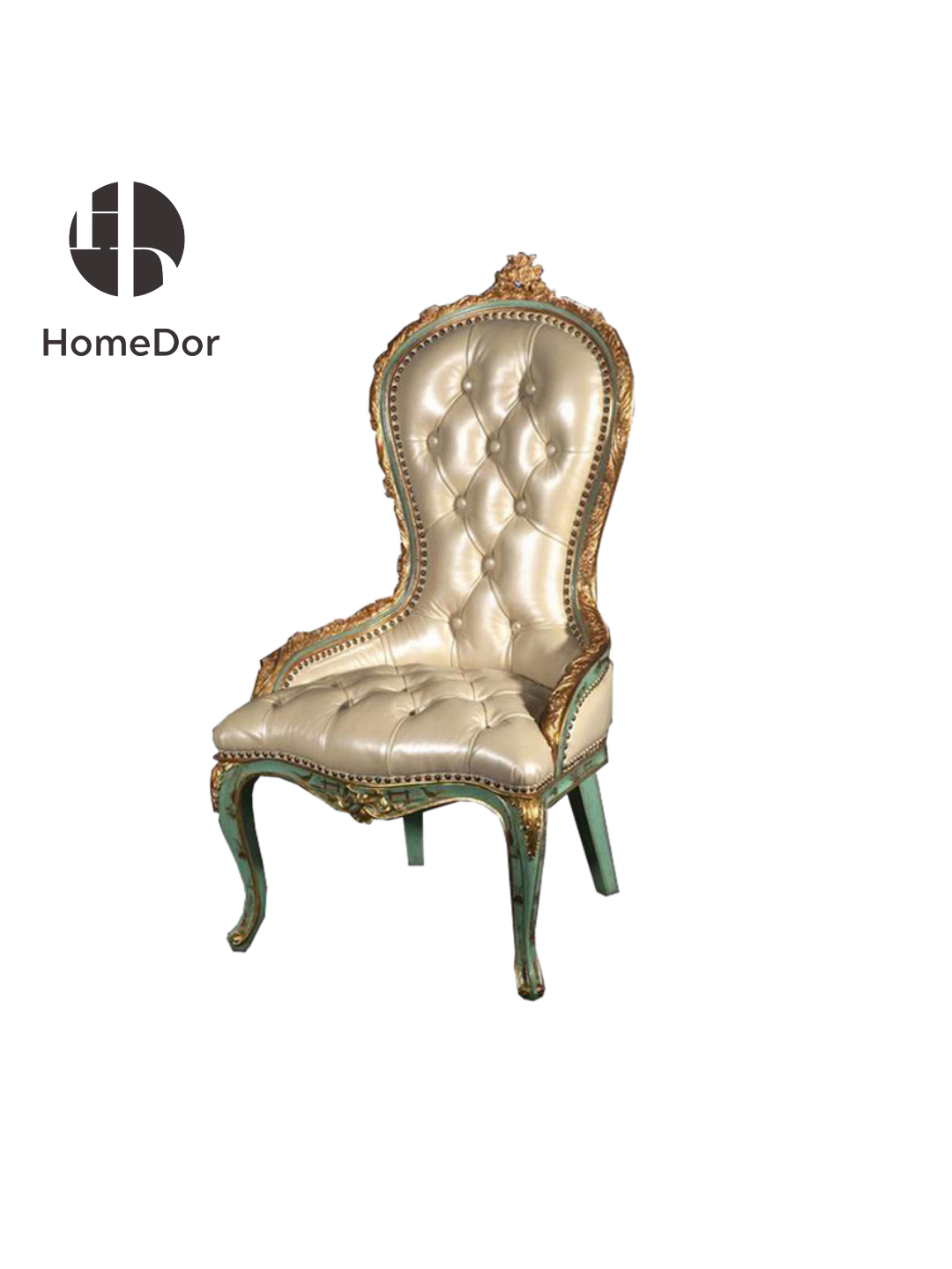 HomeDor × FH&Home | Marlene Series Classic French-Style Tufted Leather Accent Chair