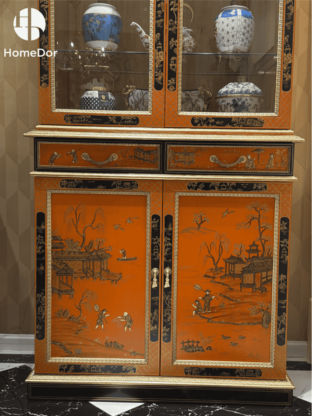 HomeDor × FH&Home | Oriental Orange Traditional Carving Cabinet3