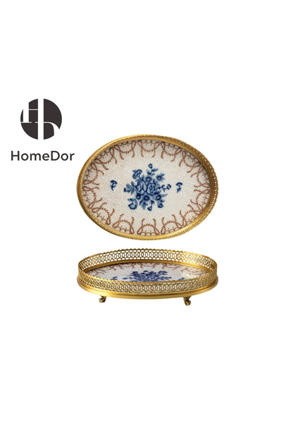 HomeDor × FH&Home |  Sophisticated Blue-and-White Porcelain Table Decor Set Tray
