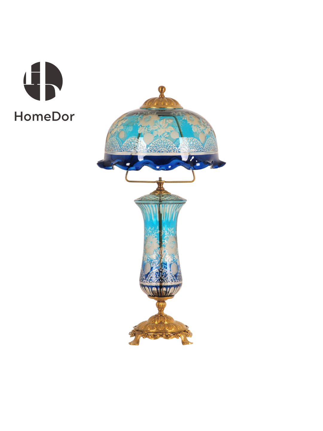 HomeDor × FH&Home | Vintage Art Decor Multiple Colors & Patterns Etched Glass Table Lamp