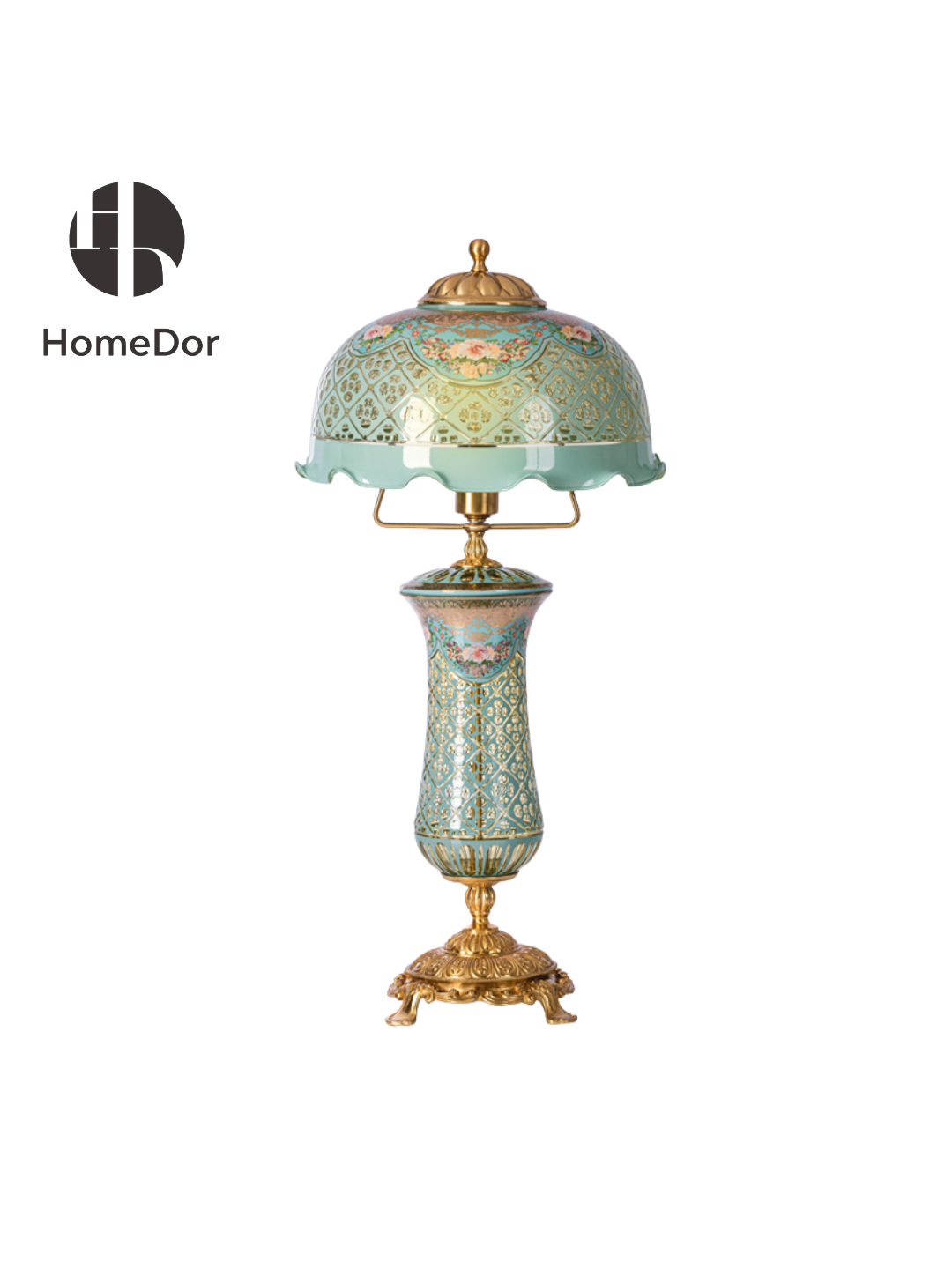 HomeDor × FH&Home | Vintage Art Decor Multiple Colors & Patterns Etched Glass Table Lamp1