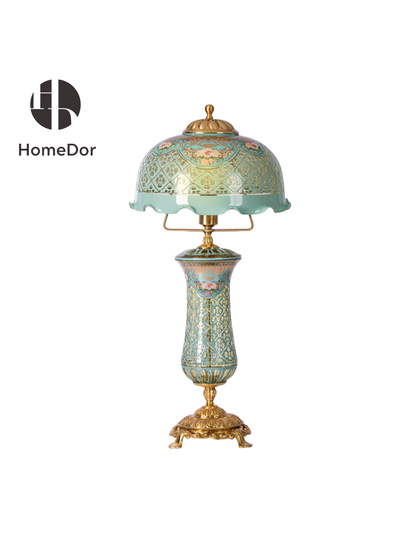 HomeDor × FH&Home | Vintage Art Decor Multiple Colors & Patterns Etched Glass Table Lamp1