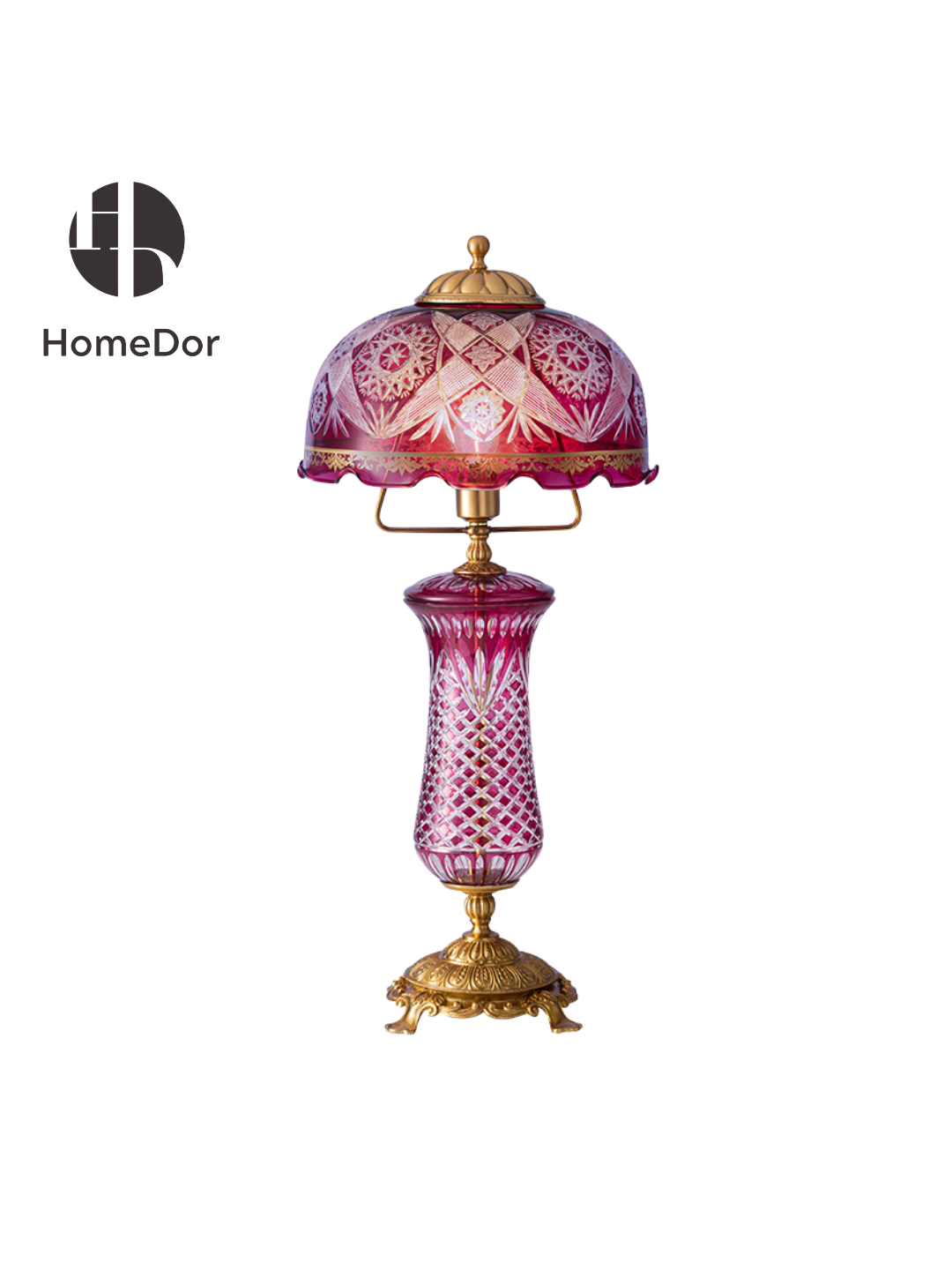 HomeDor × FH&Home | Vintage Art Decor Multiple Colors & Patterns Etched Glass Table Lamp2