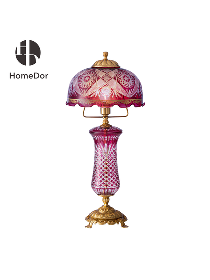 HomeDor × FH&Home | Vintage Art Decor Multiple Colors & Patterns Etched Glass Table Lamp2