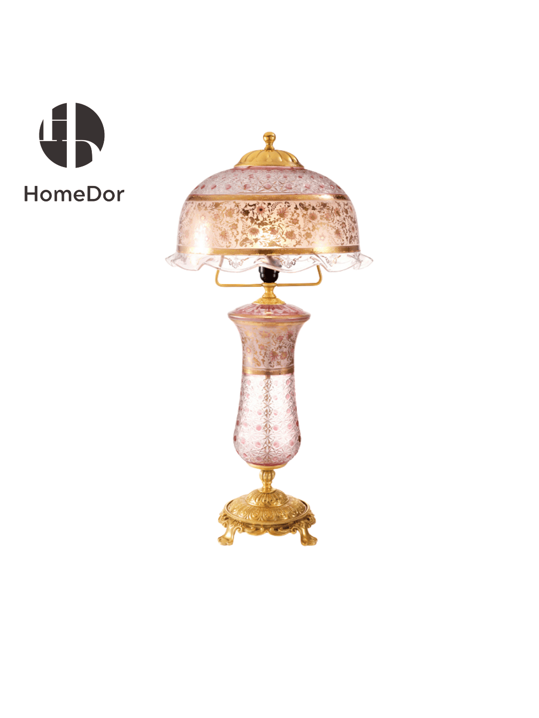 HomeDor × FH&Home | Vintage Art Decor Multiple Colors & Patterns Etched Glass Table Lamp3