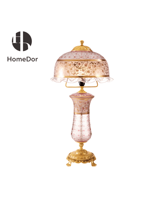 HomeDor × FH&Home | Vintage Art Decor Multiple Colors & Patterns Etched Glass Table Lamp3
