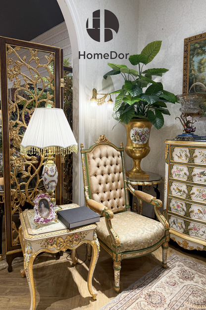 HomeDor × FH&Home | Vintage Beige Rose Princess Lounge Chair
