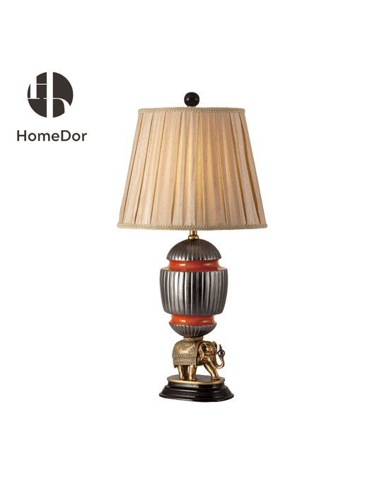 HomeDor × FH&Home | Vintage Elephant Accent Pleated Shade Table Lamp Designed by Regis Dho