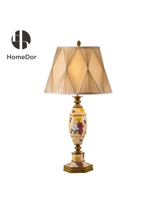 HomeDor × FH&Home | Vintage Floral & Butterfly Ceramic Table Lamp by Regis Dho