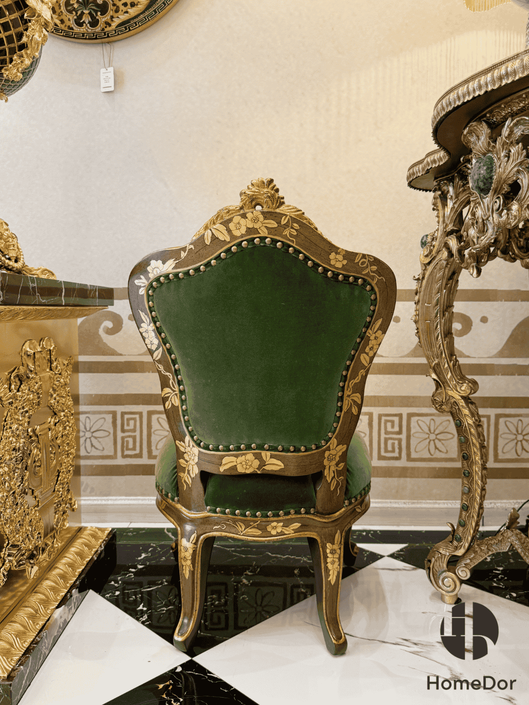 HomeDor × FH&Home | Vintage French Style Green Fabric MINI Lounge Chair
4