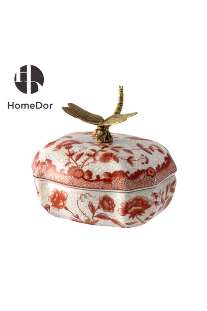 HomeDor × FH&Home | Vintage Red Floral Porcelain Table Decor Set