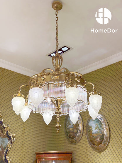 HomeDor × FH&amp;Home | ثريا نحاسية تاجية بظلال زجاجية مستوحاة من الفاكهة