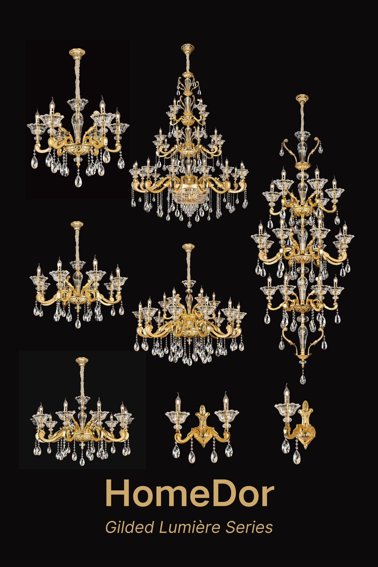 HomeDor French Style Crystal Chandelier Gilded Lumière Series Classic Brass Candelabra Lighting Fixture