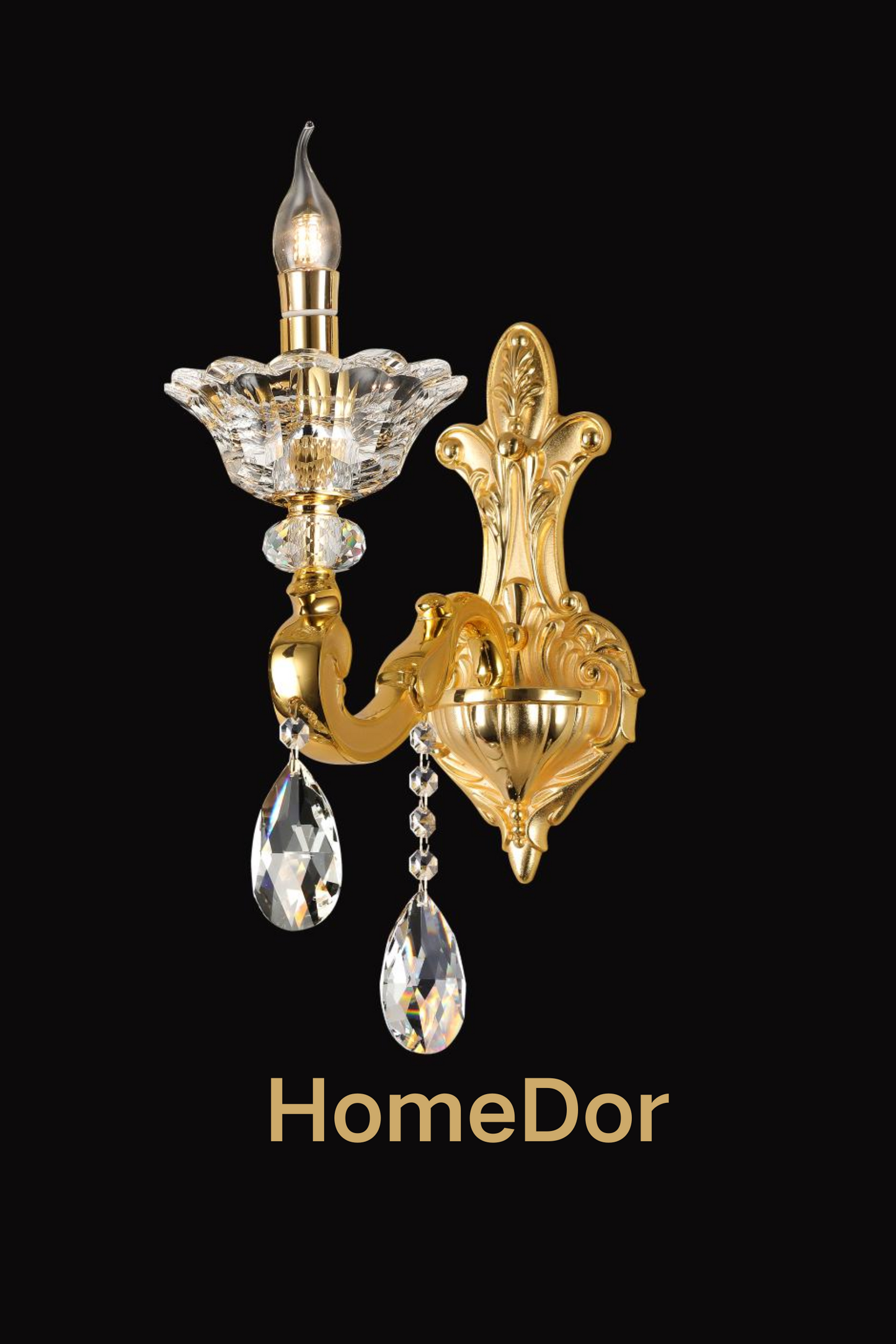HomeDor French Style Crystal Chandelier Gilded Lumière Series Classic Brass Candelabra Lighting Fixture