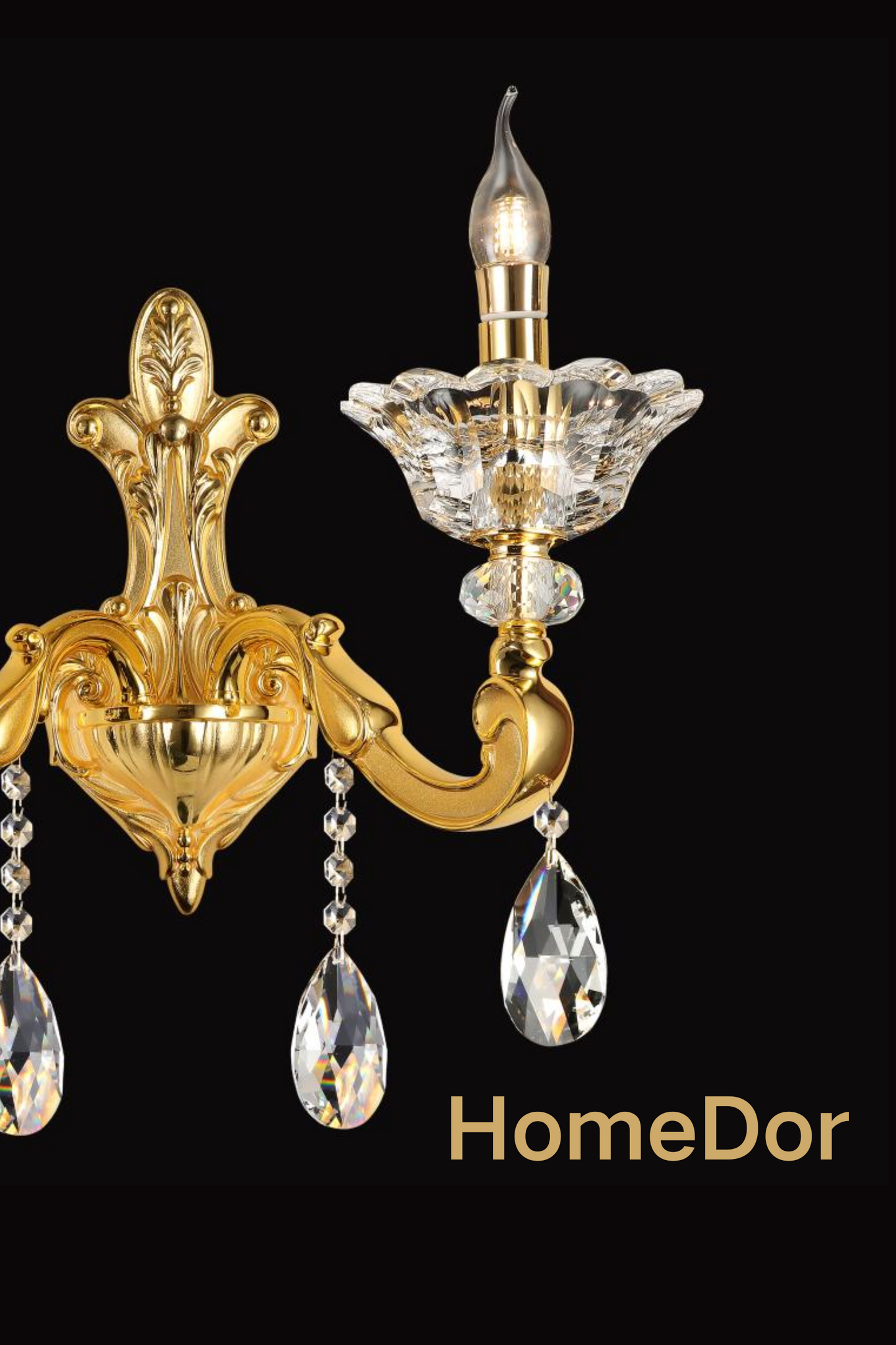 HomeDor French Style Crystal Chandelier Gilded Lumière Series Classic Brass Candelabra Lighting Fixture