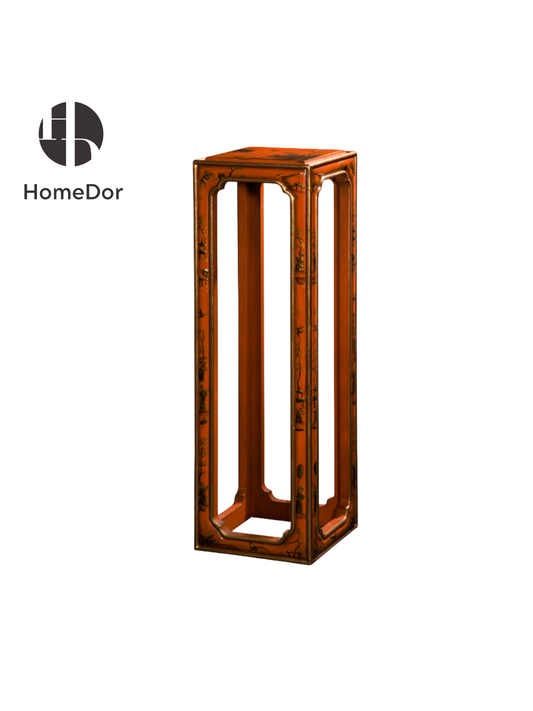 HomeDor Gilded Orange Charm Series Chinese Landscape Motif Plant Stand