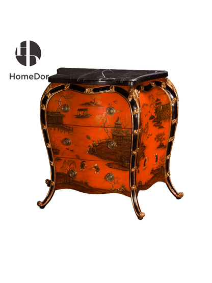 HomeDor Gilded Orange Charm Series Chinese Landscape Side Cabinet