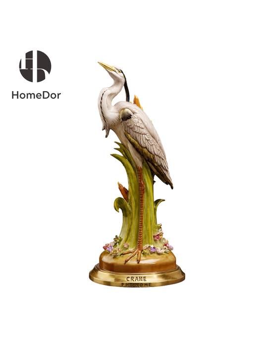 HomeDor Graceful Head-Raised Crane Decorative Statue