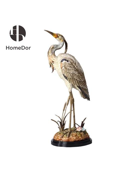 HomeDor Lifelike Upright Heron Decorative Statue