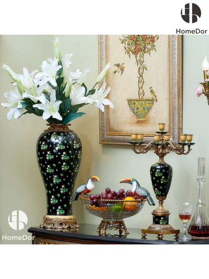 Conjunto de decoración HomeDor Luxe Classic con relieve floral en negro 