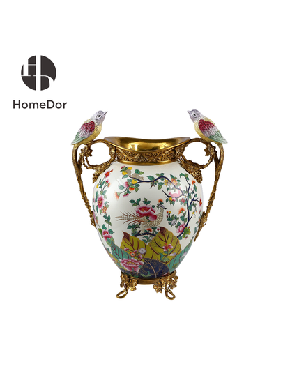 HomeDor Luxe Classical Polychrome Bird-Blossom Decor Set-I
