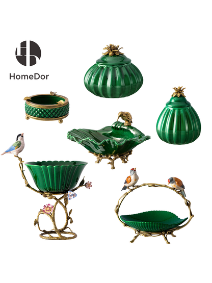 HomeDor Luxe Conjunto de decoración verde esmeralda y dorado I