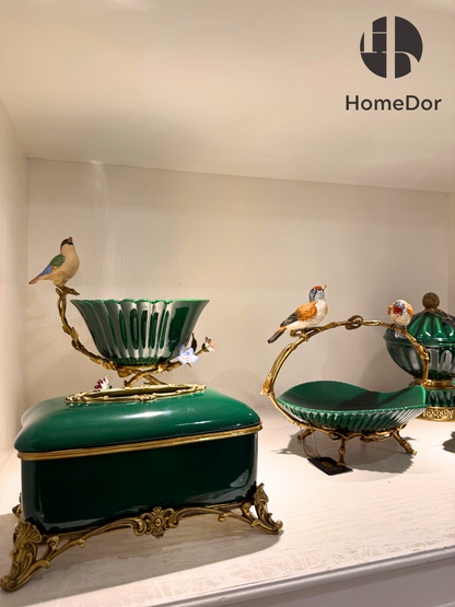 HomeDor Luxe Conjunto de decoración verde esmeralda y dorado I