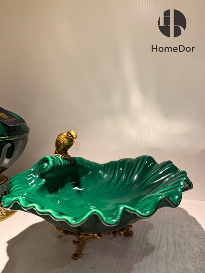 HomeDor Luxe Conjunto de decoración verde esmeralda y dorado I